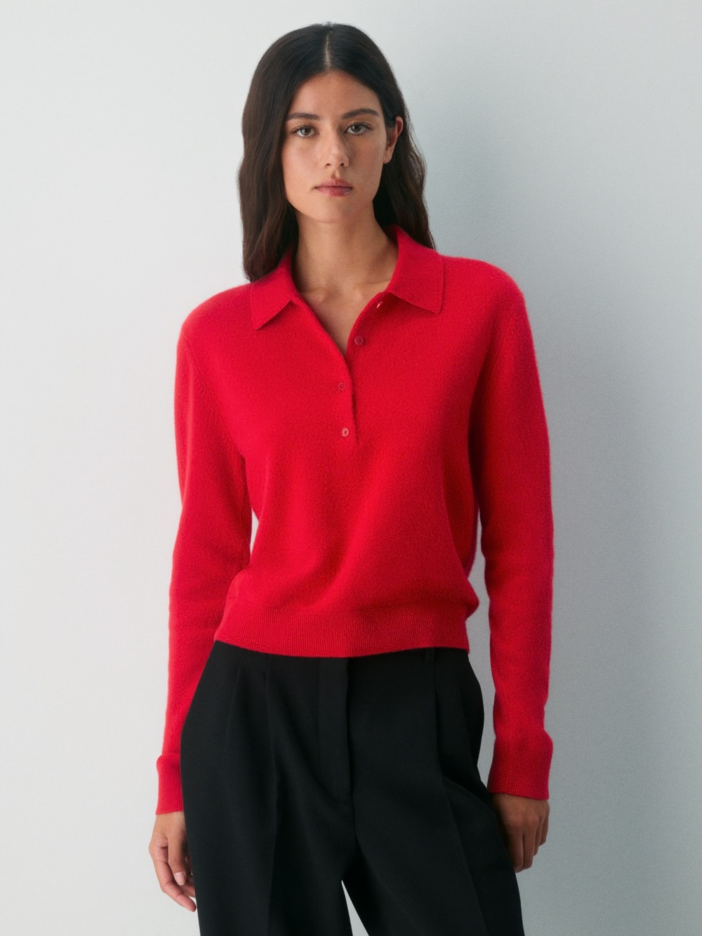 Aritzia Cashmere Polo Sweater NWT Flashing Red